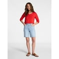 thumbnail image 3 of Time and Tru Women's Cotton V-Neck Tee with Long Sleeves, Sizes XS-XXXL, 3 of 6