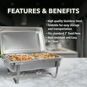 (2 pack) Sterno 70153 Foldable Frame Buffet Chafer Set, 8-Quart, Stainless Steel Finish