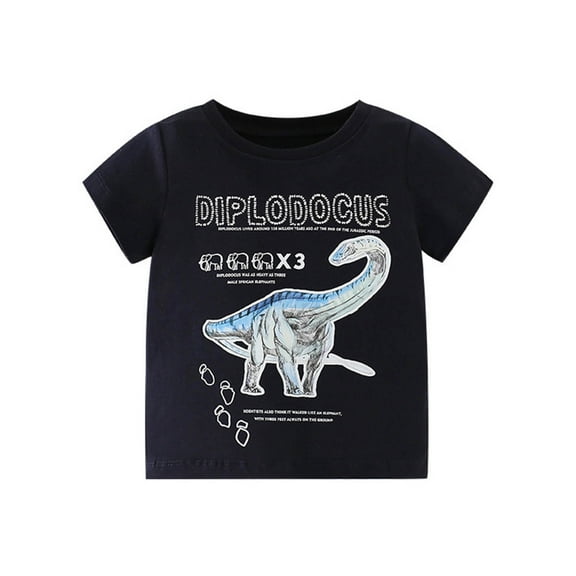 Glisme Boys Basic T-Shirt Small And Medium Size Round Neck Cartoon Short Sleeved T Shirt Child Soft Fit Top Size 3-4 Years, Black