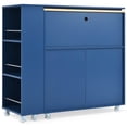 thumbnail image 6 of MAYEERTY Rolling Kitchen Island - With Extended Table, Navy, 6 of 33