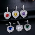 thumbnail image 5 of Silver Plated Purple Love Heart CZ Pendant Necklace Earrings Women Jewelry Set, 5 of 9