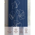 thumbnail image 6 of Navy Blue Flowers Sheer Curtains 54 Inch Length 2 Panels Set, Rustic Abstract Floral Simple Art Voile Window Treatment Rod Pocket Short Kitchen Curtains Drapes for Bedroom 52"x54"x2, 6 of 7