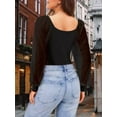 thumbnail image 4 of Womens Mesh Long Sleeve Shirts Casual Blouses Tops, 4 of 5