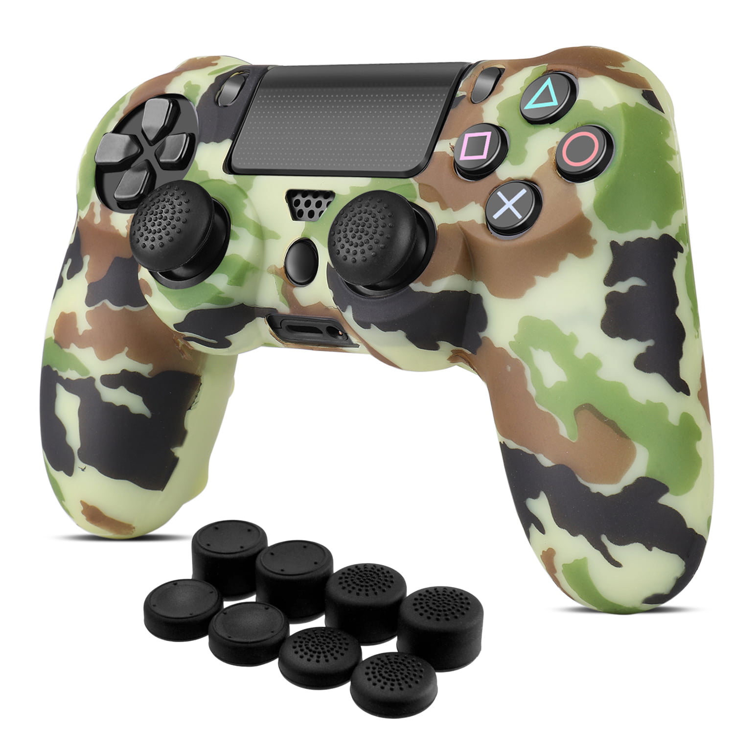 PS4 / Slim / Pro Controller Skin Grip Cover Set - Protective Soft Silicone Gel Rubber Shell & Anti-slip Thumb Stick for PlayStation 4 Controller Gamepad (Camo Orange) - Walmart.com