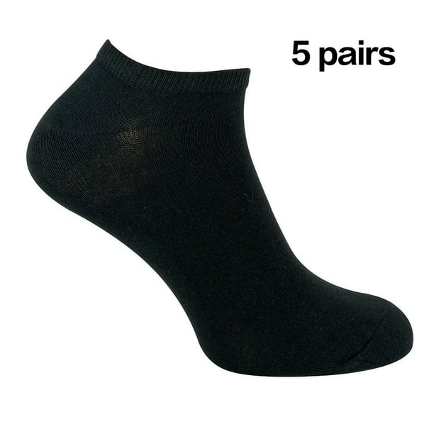 Men Women Breathable Ankle Socks Summer Casual Shallow Boat Sock Solid  Invisible Socks, 5 Pairs, Black 