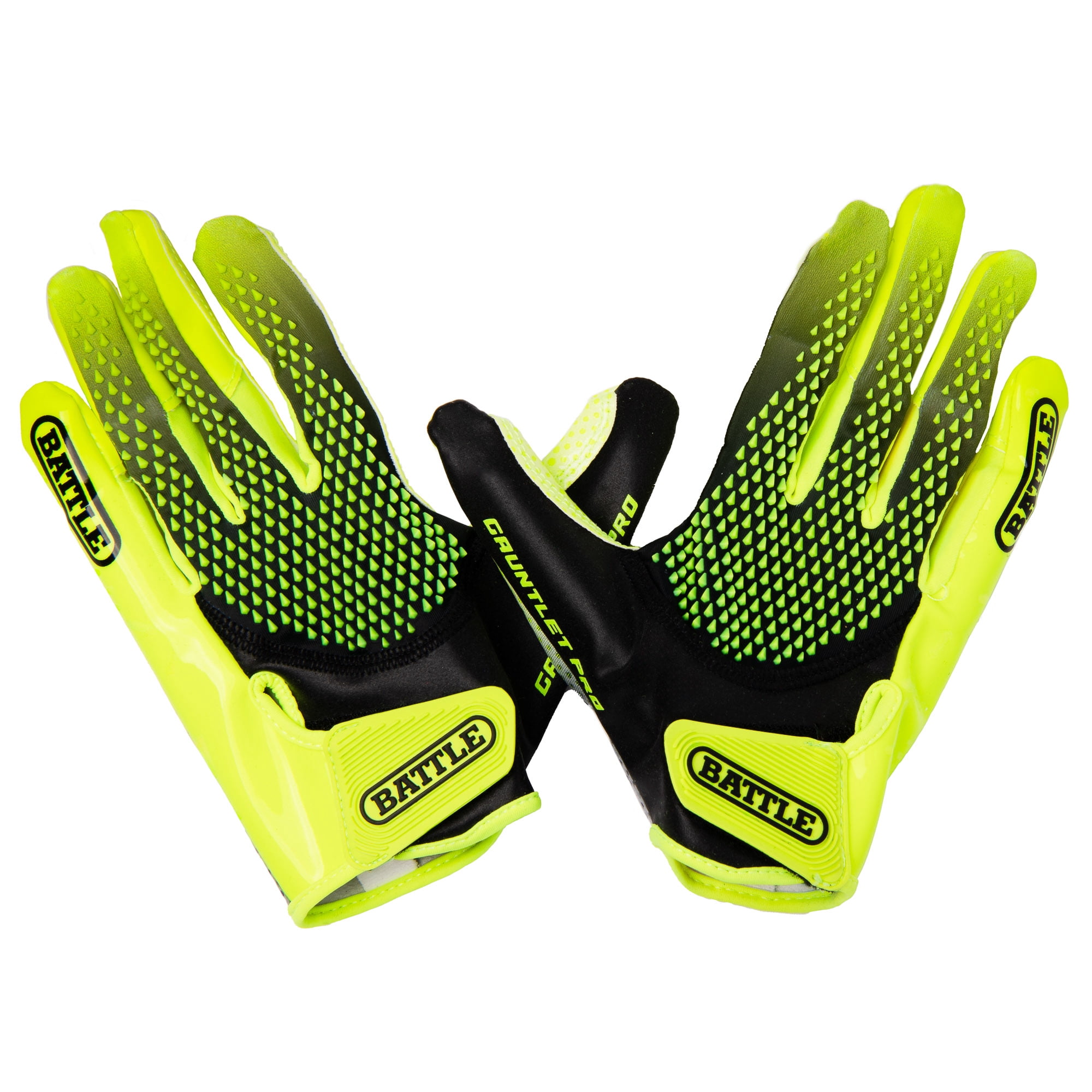 Battle Sports Adult Gauntlet Pro Receiver Football Glove - - Safety Yellow/Black - 2Xlarge
