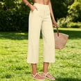 thumbnail image 4 of Womens Cotton Linen Pants Petite 2026 Summer Lightweight High Waist Straight Leg Solid Trousers, 4 of 6