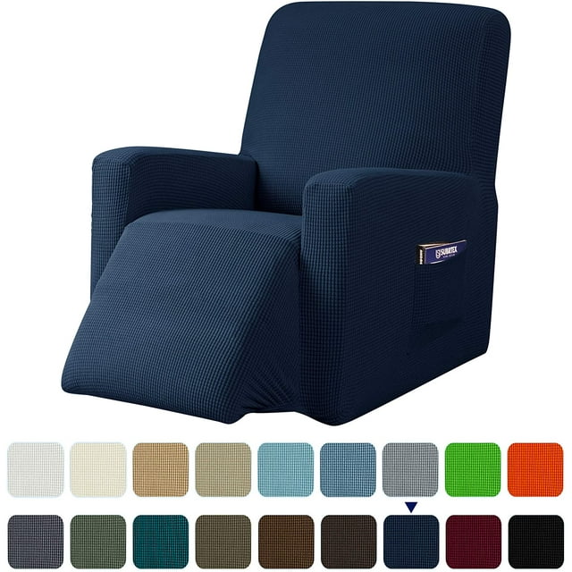 Subrtex Housse Extensible pour Fauteuil Inclinable 1 Pce, Housse Texturée à Carreaux avec Poches