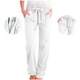 thumbnail image 4 of Summer Savings! Loopsun Plus Size Womens Pants, Casual Pants for Women, Women Drawstring Plus Size High Waist Dress Pants Casual Straight Leg Work Pants with Pockets White XL, 4 of 5