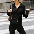 thumbnail image 3 of ZenCart Women Shirt Lapel Long Sleeve Striped Print Shirt Buttons Placket Slim Fit Versatile Tops Daily Wear, 3 of 8