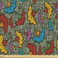 thumbnail image 2 of Ambesonne Floral Fabric by the Yard Upholstery, Grunge Water Flower Drawing, 5 Yards, Sea Blue Earth Yellow, 2 of 5