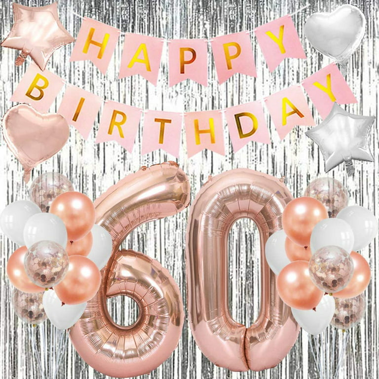 16 inch 60 Silver Number Balloons 60th Birthday Party Anniversary Foil  Balloon