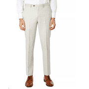 Tallia Men's Slim-Fit Wool Suit Pants - Light Grey/Tan Stripe 30 x 30