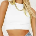 thumbnail image 5 of Roaso Women's Ribbed Knit Crop Top Turn-Down Collar Halter Cami Tops, 5 of 5