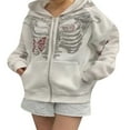 thumbnail image 3 of Skeleton Hoodies Femmes Hommes Strass Sweat-Shirt Imprimé Graphique Vestes, 3 of 6