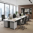 thumbnail image 3 of Lacoo Mid-Back Faux Leather Office Desk Chair Executive Conference Task Chair with Arms, Black, 3 of 8