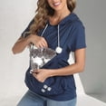 thumbnail image 3 of FUZHIQ Womens Cartoon Print Pet Carrier Hoodie Short Sleeve Pet Pouch T Shirt Cat Dog Kangaroo Pocket Casual Hooded Top, 3 of 9