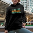 thumbnail image 2 of Alabama, Southeastern US or USA State, Groovy Retro Wavy Text Merch Gift, Black Hooded Sweatshirt or Hoodie, XL, 2 of 5