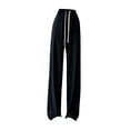 thumbnail image 3 of Pantalones rectos de pierna ancha para mujer, pantalones de cintura alta, pantalones de salón para dama, pantalones casuales para niñas M, 3 of 9