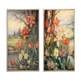 thumbnail image 2 of Designart "Illustration Rétro Tulipes Rouges en Fleurs III" Art Mural Encadré Fleurs Sauvages Ensemble de 2 - Art Mural Encadré Traditionnel Rouge Ensemble de 2, 2 of 6