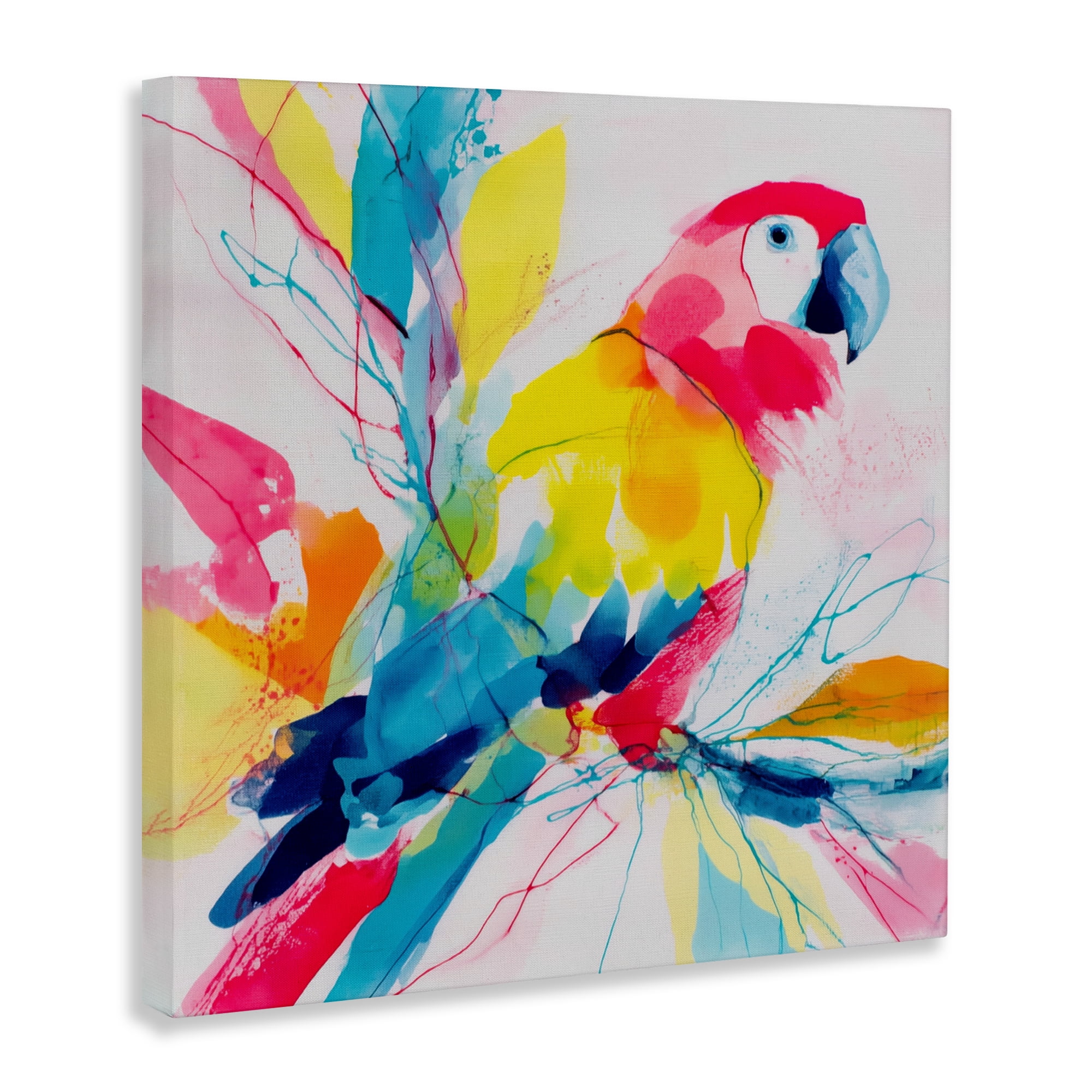 Stupell Industries Expressive Parrot in Bloom Canvas Wall Art, design by Chromatic Storm Studio