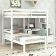 thumbnail image 3 of Twin Wood Loft Bed with a Stand-alone Bed, Storage Staircase, Desk, Shelves and Drawers, Loft Bed with Desk and Shelves, Loft Twin Bed for Teenagers, Multiple Functions Bed(White), 3 of 8