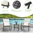 thumbnail image 4 of Vongrasig 3 Piece Outdoor Rocking Chair Set, PE Wicker Rattan Small Bistro Set, Front Porch Furniture Rocking Chairs Set of 2, Cushioned Patio Rocker Chair Set with Glass Table (Beige), 4 of 16