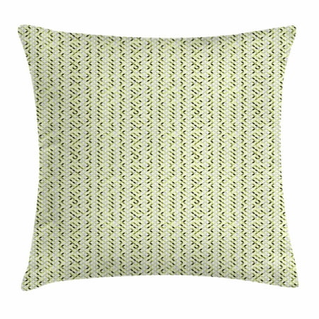 Abstract Throw Pillow Cushion Cover, Overlapping Circles in Green and Grey Shades Abstract Symmetric Tile, Decorative Square Accent Pillow Case, 18 X 18 Inches, Green Pale Grey White, by