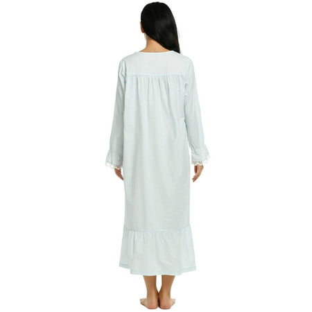 nightgown cotton pajama xxl flannel victorian trim sleeve lace womens