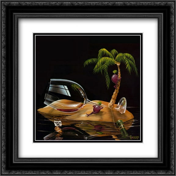 Lost in Paradise 2x Matted 16x16 Black Ornate Framed Art Print by Michael Godard
