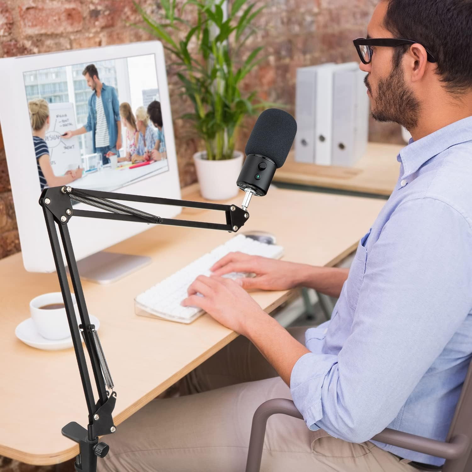 For Razer Seiren X Boom Arm, Heavy Duty Microphone Stand with Foam Cover & Adapter, Mic Arm Compatible with Blue Yeti, HyperX QuadCast, Shure SM7B, FIFINE K688 and more by YOUSHARES