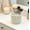 White, variant on Toothbrush Holder,Boho Woven Grid Bathroom Cup,Breathable Openwork Makeup Brush Organizer,Modern Lattice Stand for Vanity Countertop,Toothpaste Storage - Black