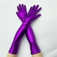 thumbnail image 2 of Niaviben Leather Gloves Elbow Length Gloves Wedding Gloves Fleece Gloves Sun Protection Gloves Arm Warmers Tea Gloves for Women Tea Party Purple One Size, 2 of 5