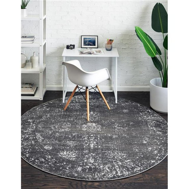 Unique Loom 3151879 10 Pi 2 Po x 10 Pi 2 Po de Casino Sofia Tapis Rond&44; Gris Foncé