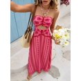 thumbnail image 5 of Womens Pink Strapless Cutout Waist Bohemian Beach Vacation Maxi Dress, 5 of 17