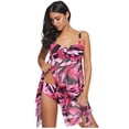 thumbnail image 3 of MKLEKYY Trajes De Baño Completo Mujer Women Mesh Print High Waisted Bikini Sexy Push Up Two Piece Swimsuits Vintage Swimsuit Two Piece Retro Ruched High Waist Print Bikini Set, 3 of 6