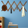 thumbnail image 4 of Dseap Accordion Wall Hanger,16" High Wooden Expandable Coat Rack,Hat Holder Hooks for Baseball Caps,Mugs,14 Pegs,Walnut, 4 of 8