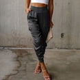 thumbnail image 4 of Pantalones Informales para Mujer Cintura Elástica Alta Bolsillos Laterales Color Sólido Ajustados Tobillo Cónico Pantalones de Moda ANGGREK  Otros, 4 of 5