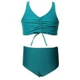 thumbnail image 4 of UngA Girls Two Piece Swimsuits Bikini Sets V Neck Cross Twist Front Bathing Suit for Girls Swimwear 3-14 Years,Blue, 4 of 8