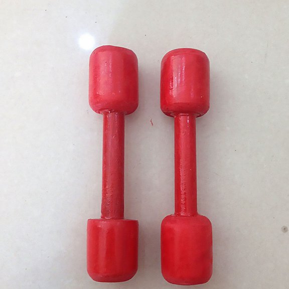 Worgeous 2 Pairs Dumbbell for Kids Exercise Tool Red Plastic Hand Weights Set 7.3*1.6in