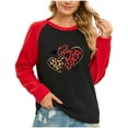 thumbnail image 1 of VALMASS Chandails Surdimensionnés de la Saint-Valentin pour Femmes Manches Raglan Col Rond Hauts Décontractés Amples Imprimés Blouses (2TG, Noir-E), 1 of 5