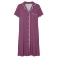 thumbnail image 5 of Avirosel Women's Button Down Sleepshirt Short Sleeve Nightgown V Neck Nightshirt Pajamas Soft Casual Nightdress for Loungewear, 5 of 7