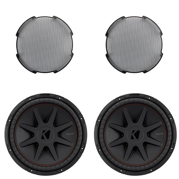 Kicker (2) 52CVR152 15-Inch (25cm) Sub, DVC, 2-ohm & 52GR15 Grill Bundle