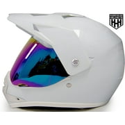 HHH DOT Youth Helmet for Dirtbike ATV Motocross MX Offroad Motorcyle Helmet with VISOR-White