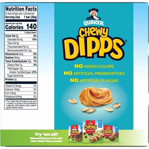 Quaker Chewy Dipps Peanut Butter Granola Bars 6 ct - Pack of 2