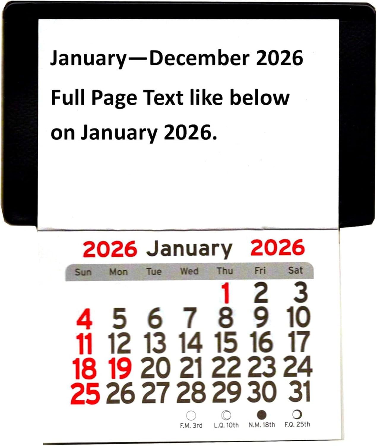 USA Made 2026 Peel and Stick Up Adhesive Business Card Auto Car Truck Calendar (Black, Set of 25)