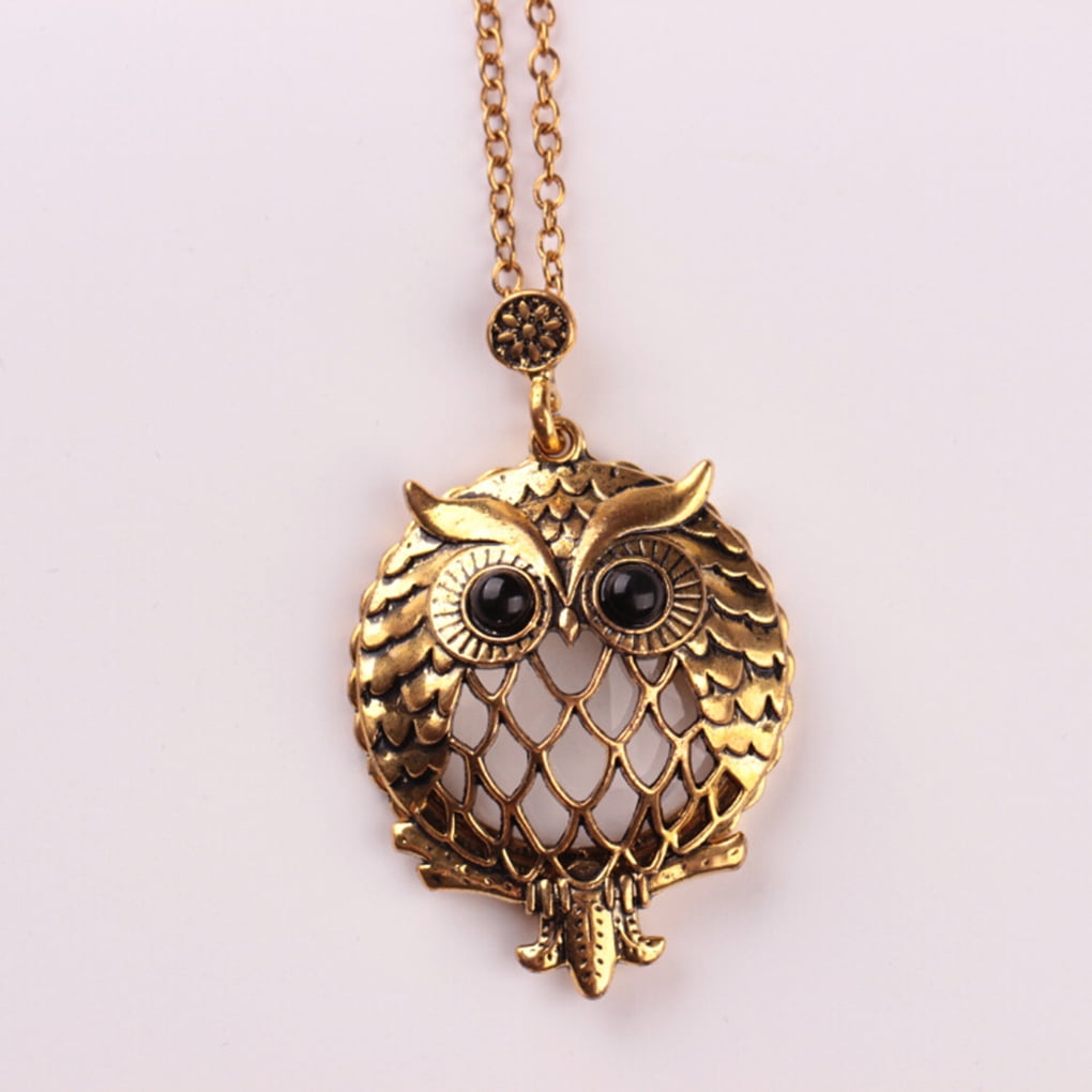 HIKEL 5X Vintage Owl Portable Magnifying Glass Pendant Necklace Pendants Trendy Jewelry for Women Necklace Girls Gift