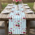thumbnail image 4 of 4th of July Table Runner 70 Inches, Independence Day Pink Floral Blue Striped Bed Runner Dresser Scarves Tabletop for Indoor Outdoor Parties/Ceremony/Banquet, 13" x 70", 4 of 9