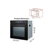 24 Built-in Electric Ovens with 70L Capacity, 3000W Single Wall Oven with View Window, Steam & Grill Oven 2 in 1, 8 Cooking Functions & 108 Automatic Recipes, 3D Surround Heating, LED Screen