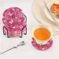 thumbnail image 6 of 6 Pcs Drink Coasters with Holder 3.94in Woven Coasters for Drinks Pink Tie-dye with Butterflies Coaster Set for Protection Table, 6 of 7